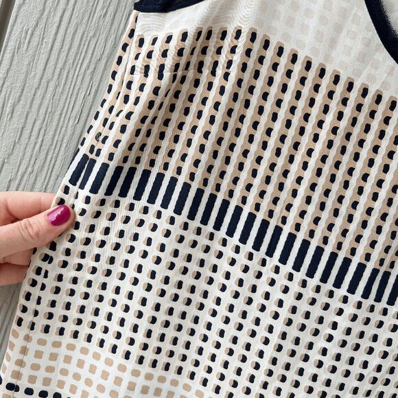 Vince Dot-Stripe Printed Silk Tank Top, Coastal Blue - Picture 4 of 8